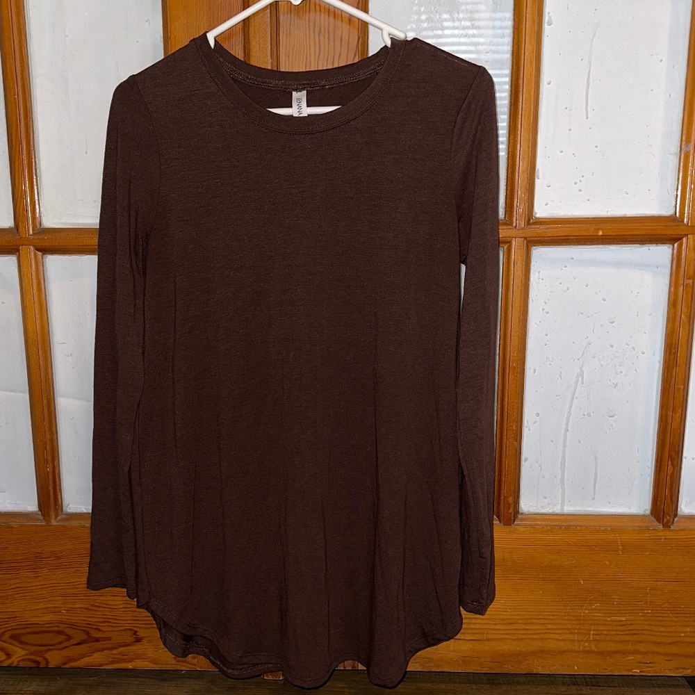 Brown Tunic Long-sleeved Shirt